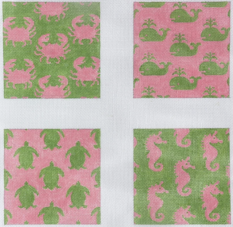 Preppy Sea Life Coasters (Set of 4)