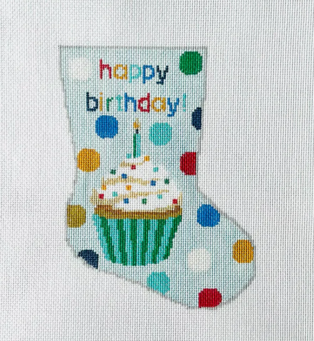 Happy Birthday Blue Ornament Sized Bauble Stocking (Mini)