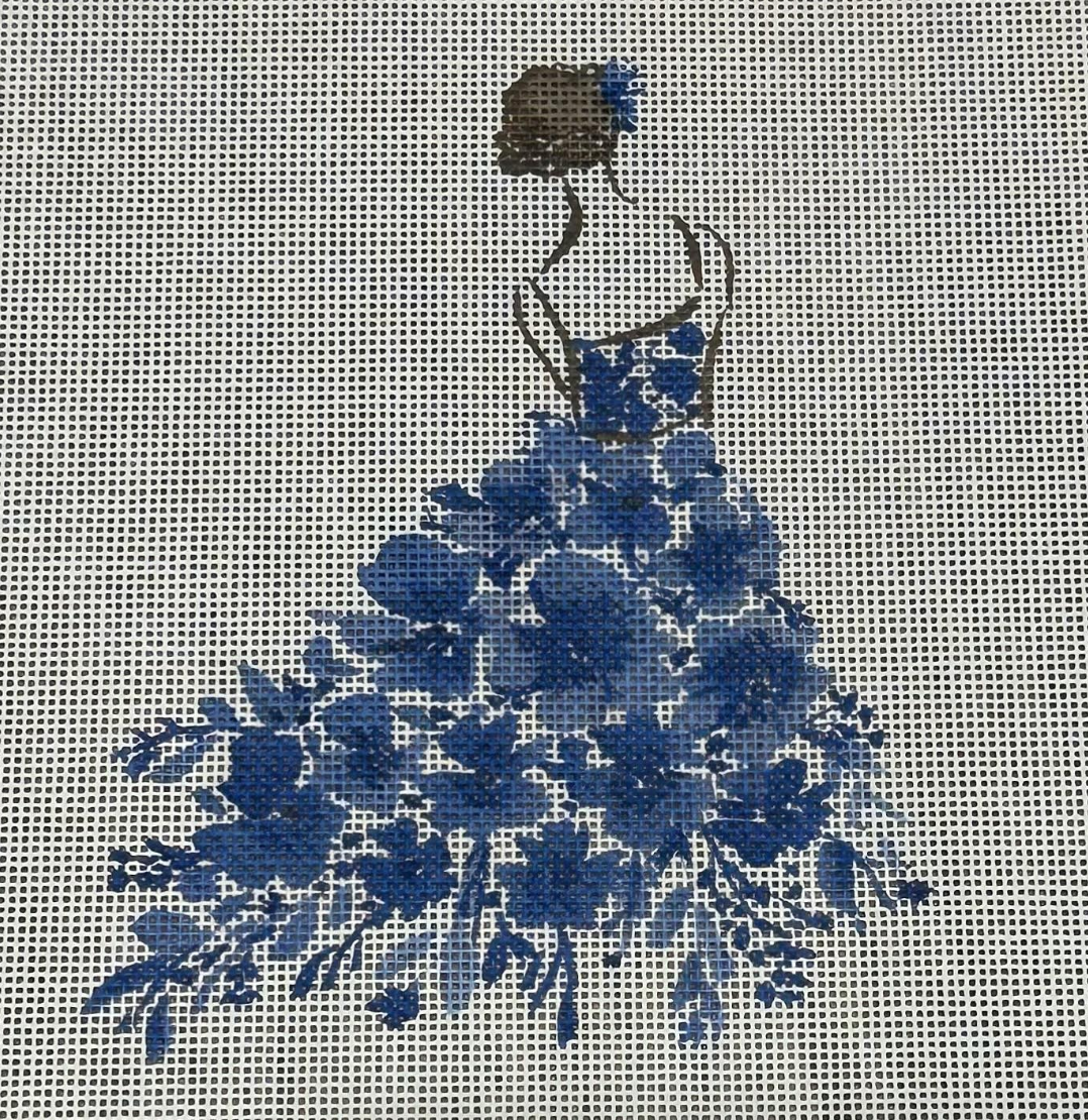 Lady with Blue Flowers