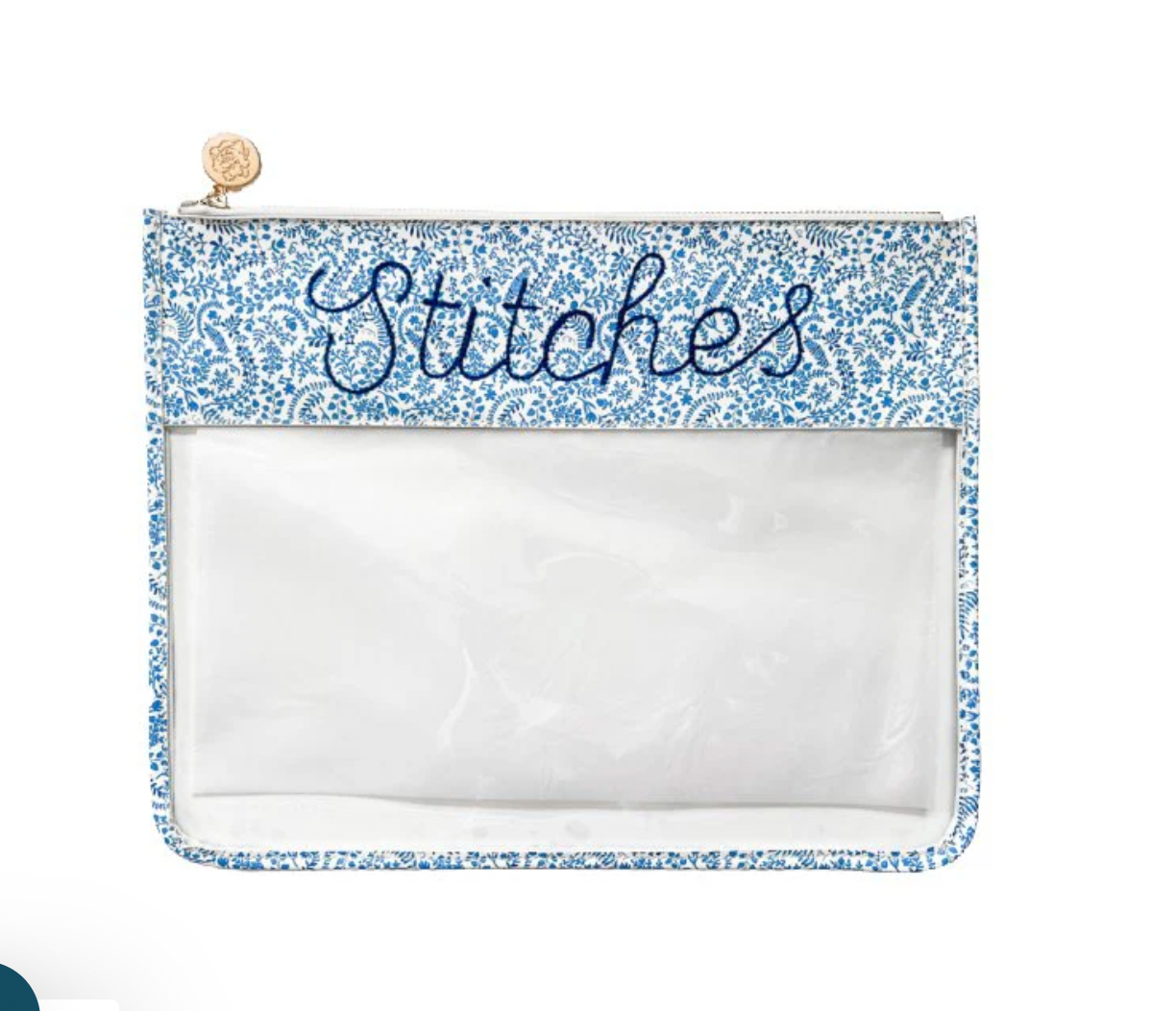 Large Printed Stitches Clear Pouch- Penny Linn