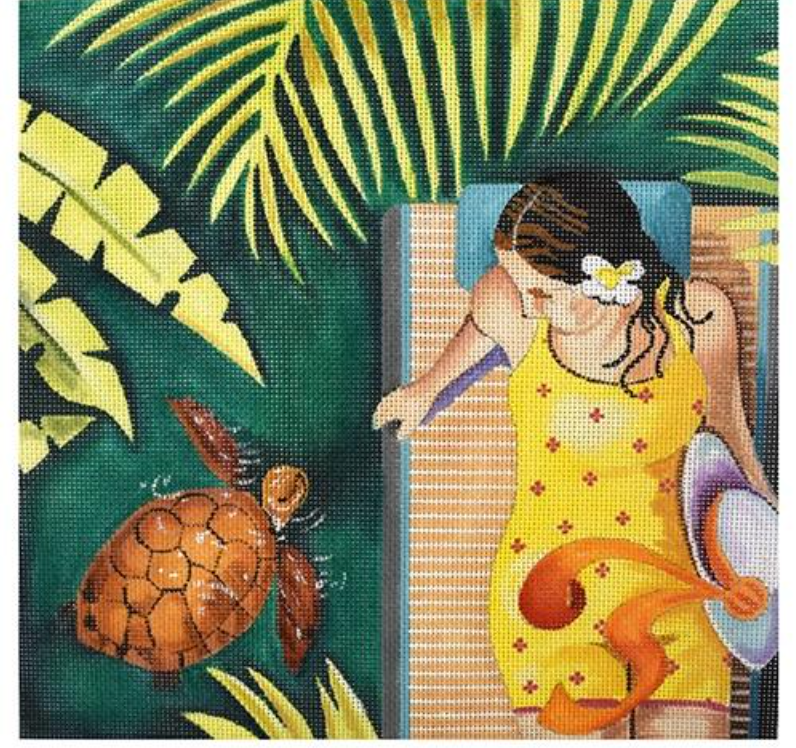 Woman Watching Turtle
