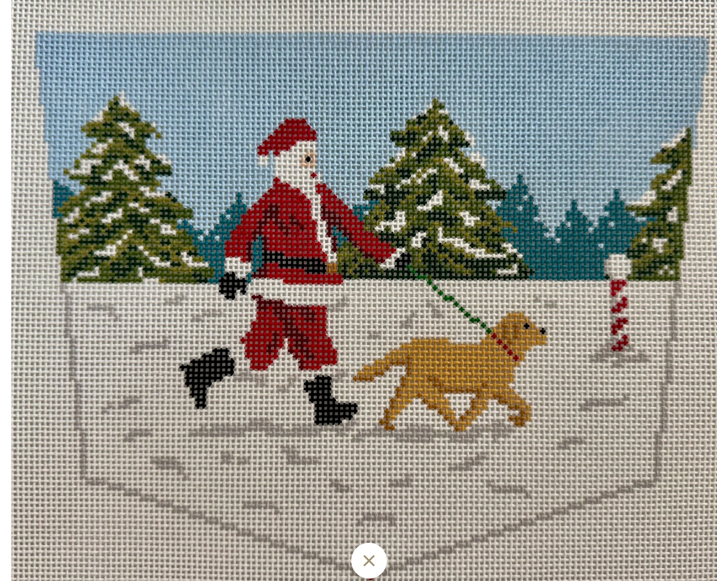 Yellow Lab Dog Walking Santa