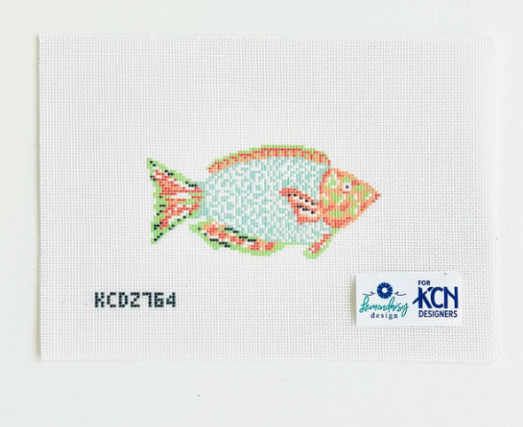 Green and Orange Parrotfish Printed Canvas