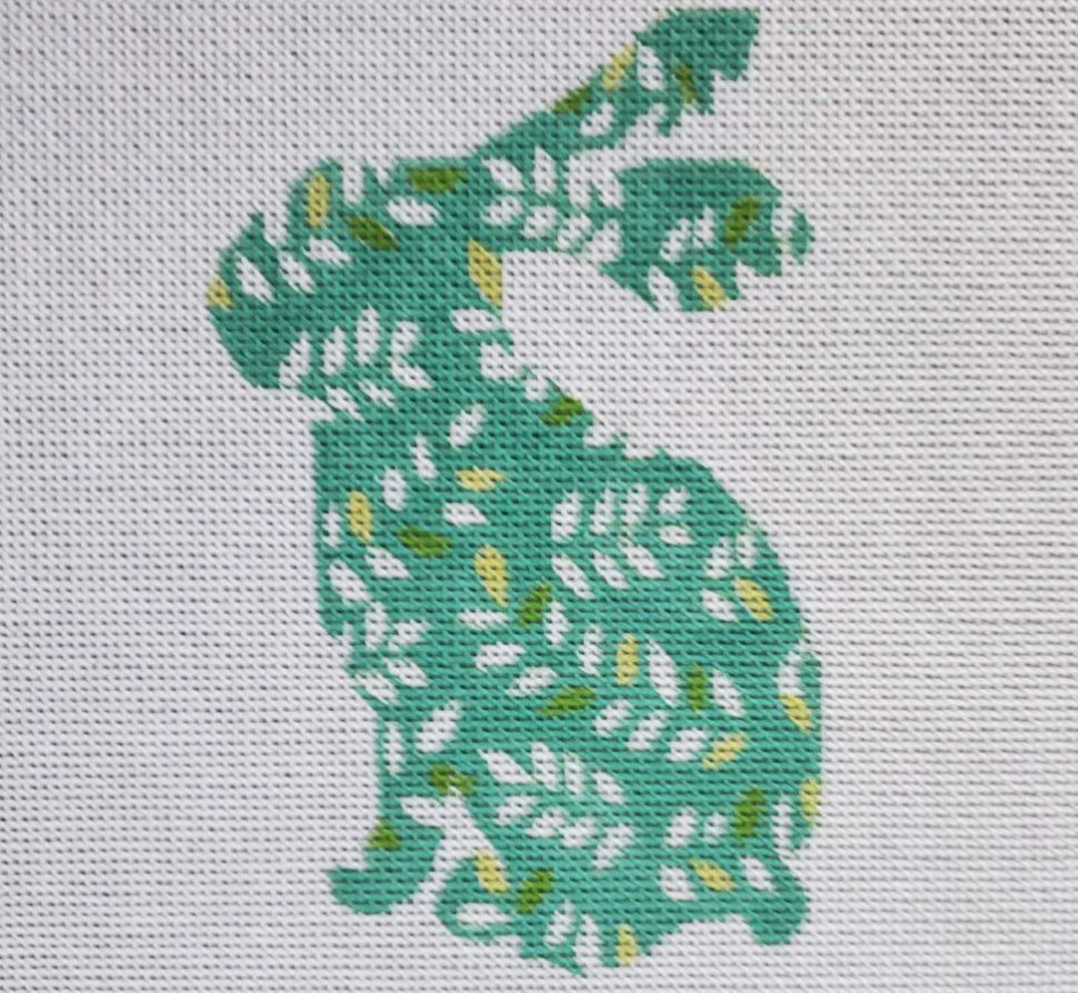 Standup Bunny in Aqua Blue with Leaves