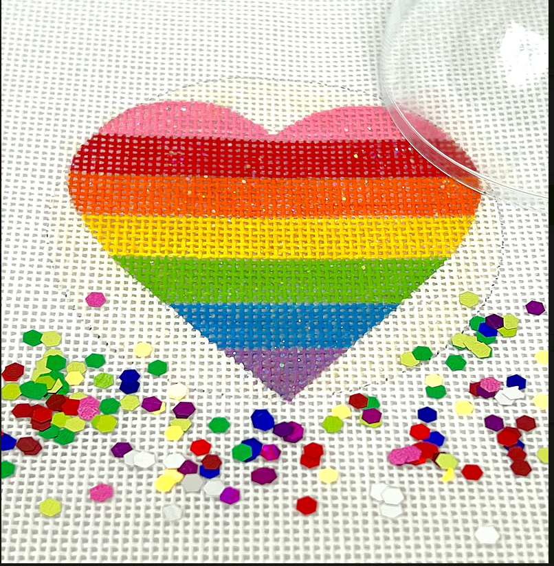 Domed Rainbow Heart Ornament