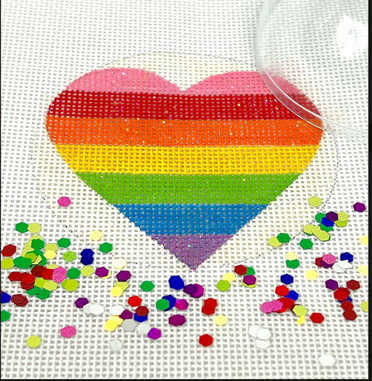 Domed Rainbow Heart Ornament
