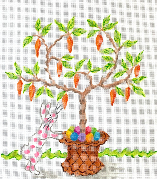 Pink Spotted Bunny with Carrot Tree