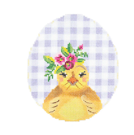 Chick with Flower Crown on Lilac Gingham