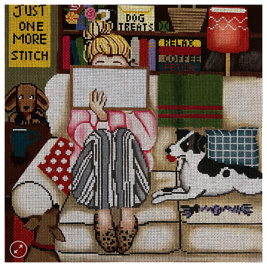 Stitching Girl with Dogs