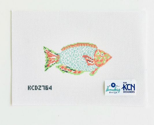 Green and Orange Parrotfish Printed Canvas