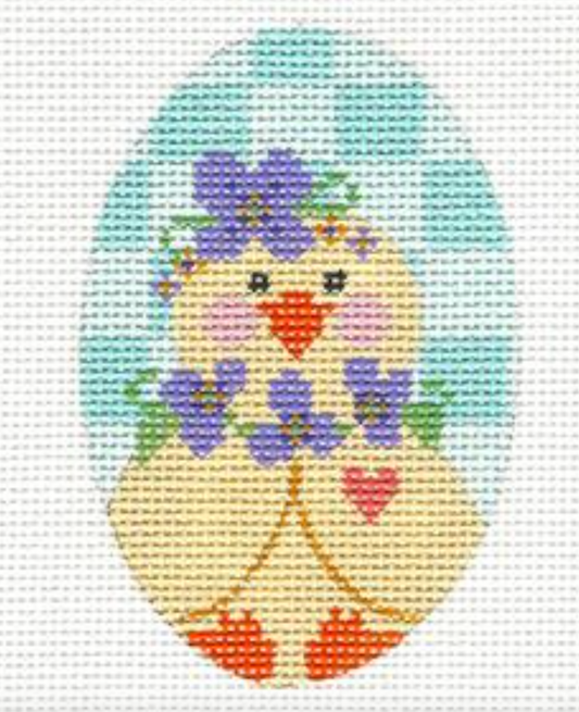 Chick with Violet Flowers Egg