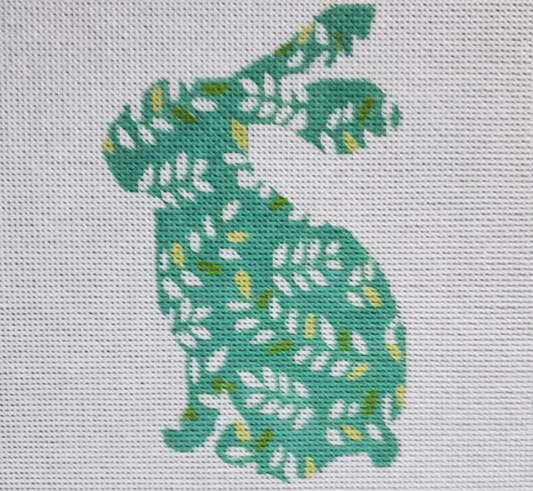 Standup Bunny in Aqua Blue with Leaves