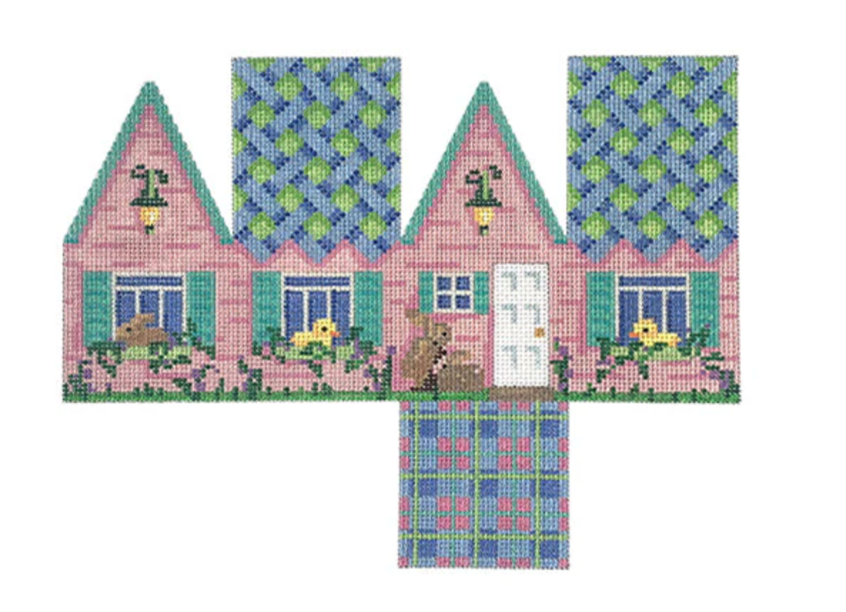 Blue Lattice Roof 3D Easter Cottage