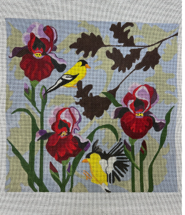 Iris with Goldfinches