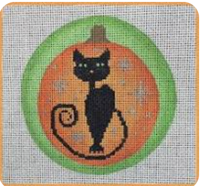 Halloween Pumpkin Round With Cat