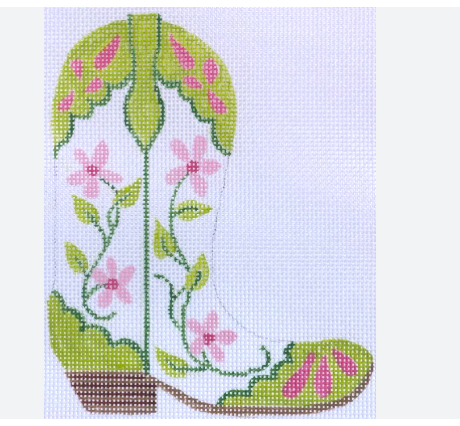 Cowgirl Boot Pink and Green Floral