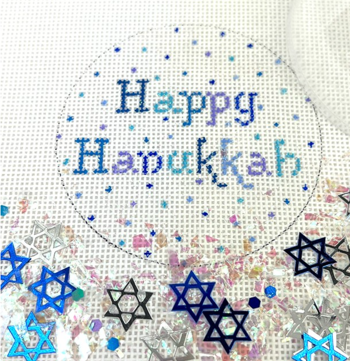 Hanukkah Round w/Clear Dome & Confetti