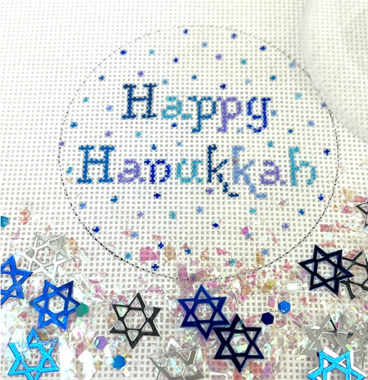 Hanukkah Round w/Clear Dome & Confetti