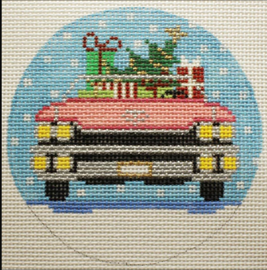 Pink Cadillac Christmas Car Ornament