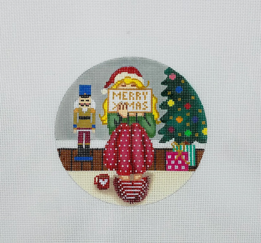 Christmas Stitching Girl